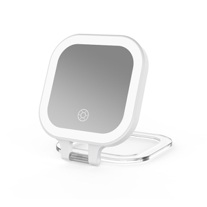PM404 Espejo de maquillaje de doble cara con soporte plegable
