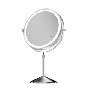 Espelho de maquiagem iluminado de mesa de metal dupla face redonda DM411