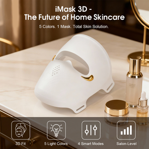 M&aacute;scara facial LED de silicone de alta qualidade, terapia de luz vermelha para rosto, pesco&ccedil;o, antirrugas e reafirmante